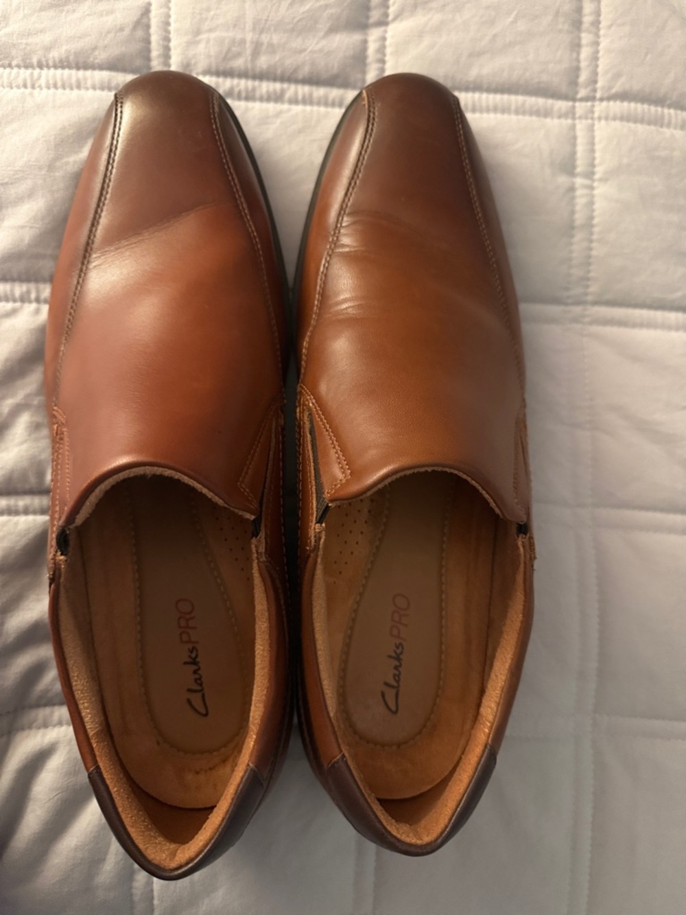 Clarks Men's Slip-On Leather Loafers in Cognac Brown- Eldridge Step